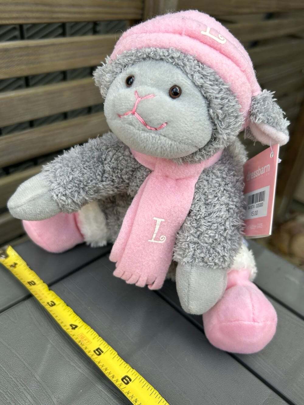 Lela The Gray Sheep plush with pink hat,scarf and booties from DressBarn 2005
